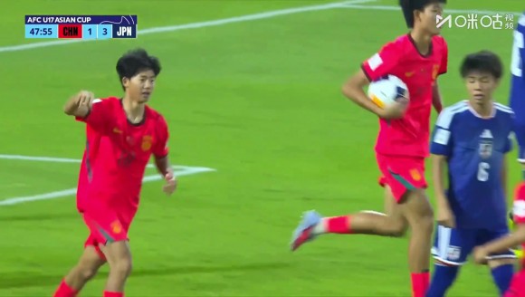 U17男足扳回一球！帅惟浩反击送助攻，万项单刀挑射破门！
